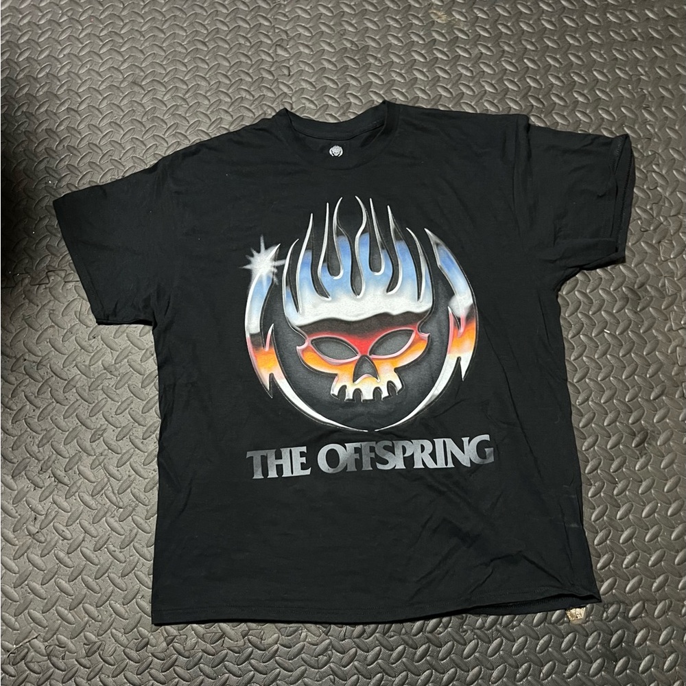 Offspring Black Tee with Fiery Skull Graphic